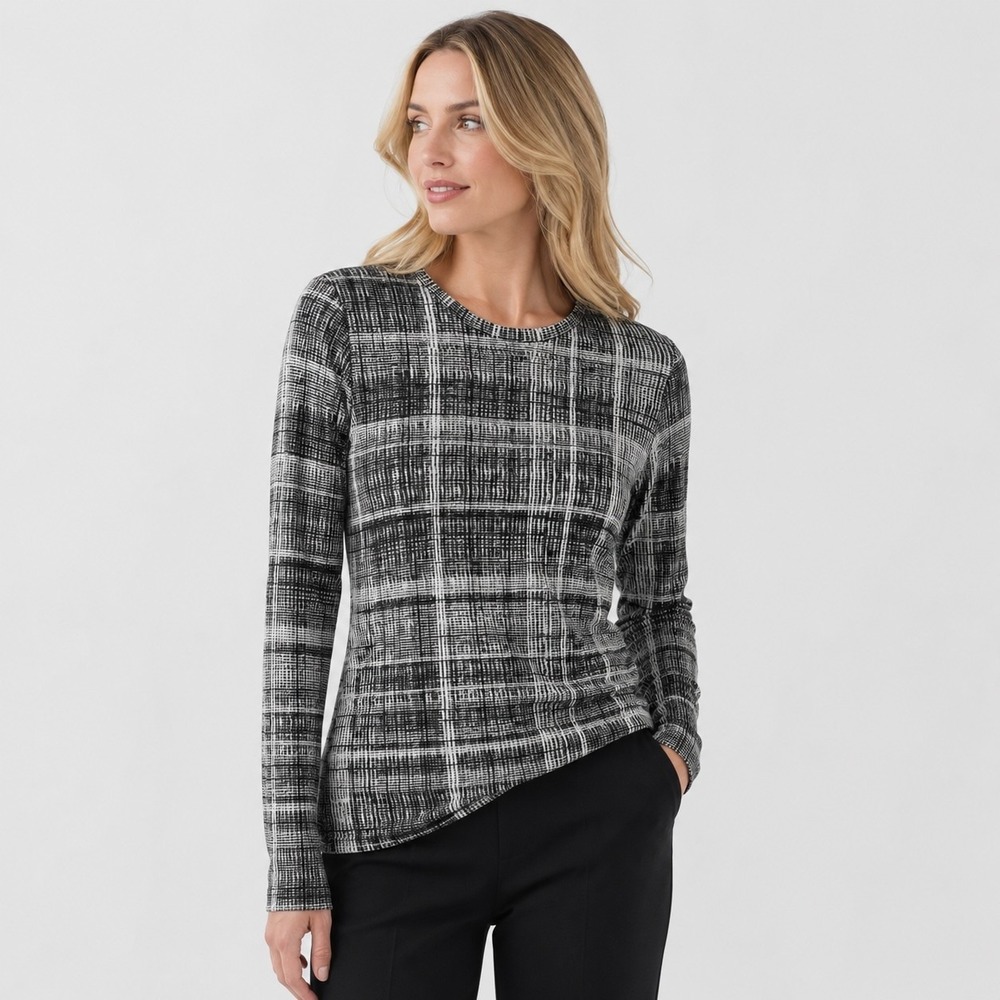 Anatomie Long Sleeve T Shirt Women M Black White Geometric Travel Luxury Stretch